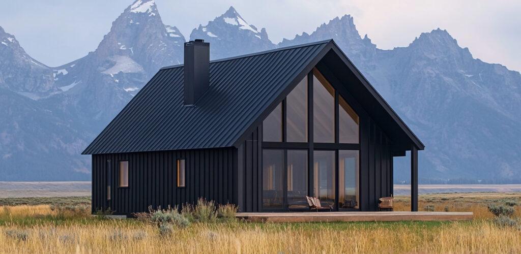 Black Mountain home with matte metal roofing color