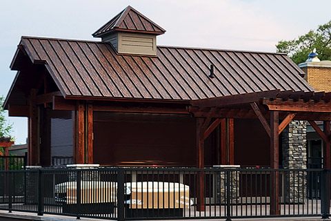 This Concession Stand utilizes Steelscape's Natrual Rust finish on it's roof to create a warm, rustic look that will look good for decades.