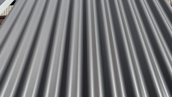 corrugated metal panel in Riverstone finish