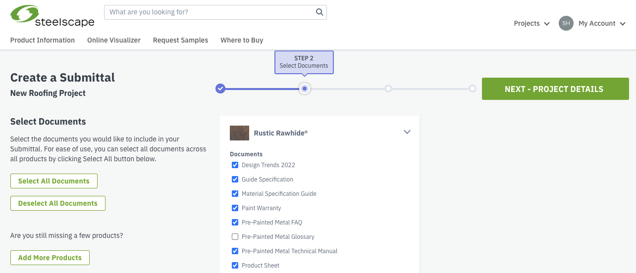 Submittal Tool Resource Download Selection