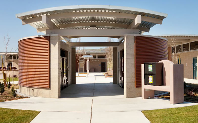 The Shandon Rest Area was built with Steelscape's Sedona Rust from Steelscape for its siding. The result is fantastic!