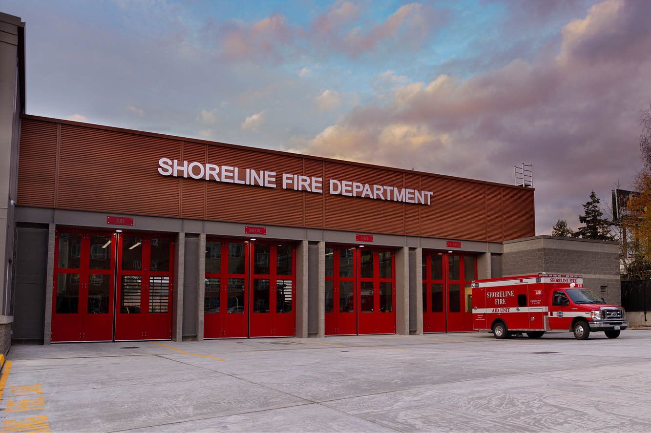 The Shoreline Fire Department features Steelscape's Burnt Rust finish on its metal siding exterior. What a great project!